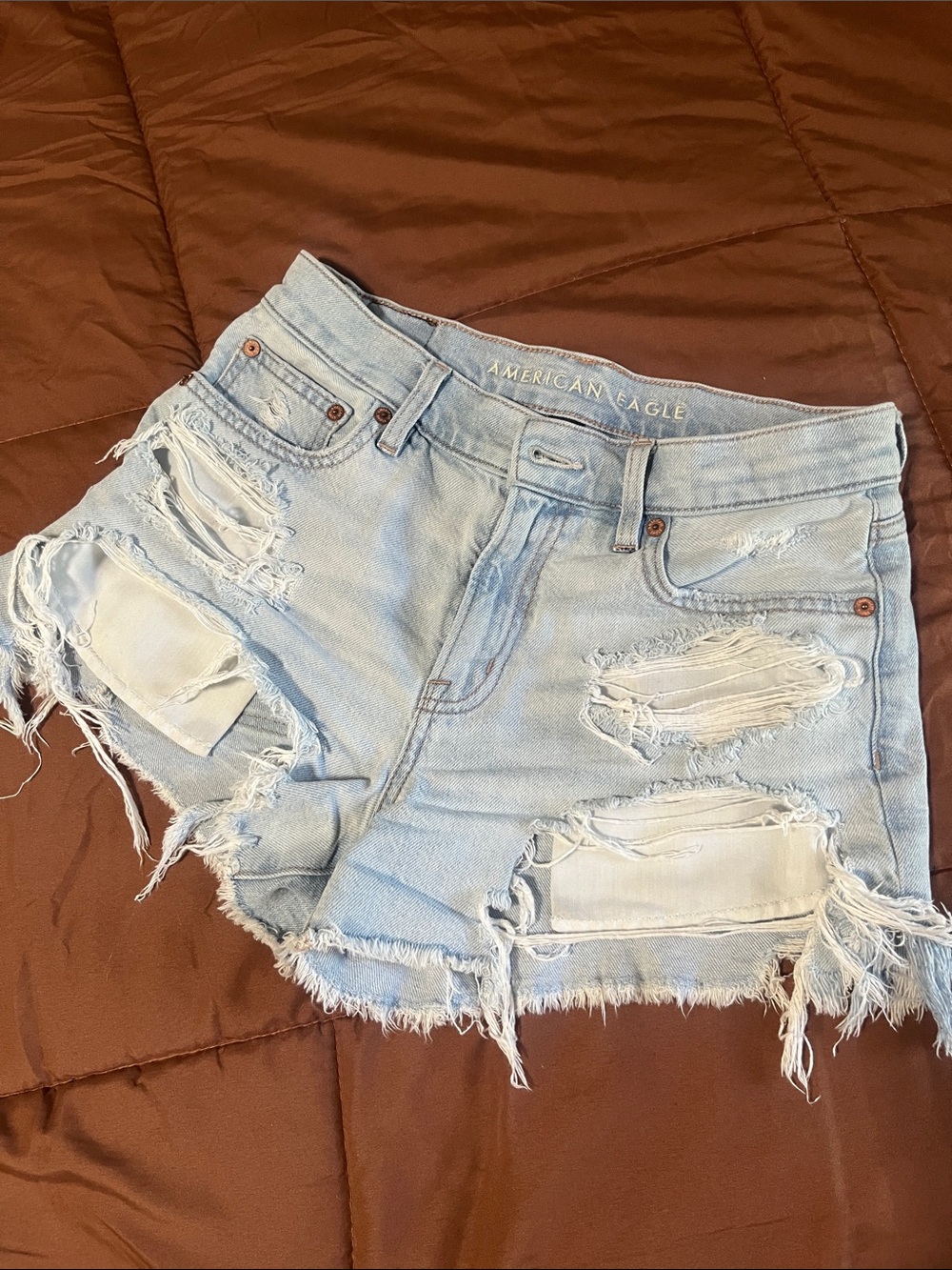 American Eagle Outfitters Light Wash Distressed Denim Shorts